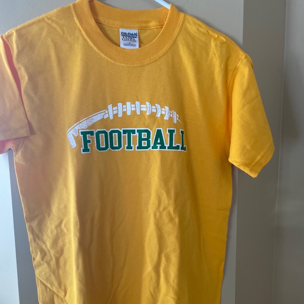 New Adult Small Vintage theme football t shirt short sleeve Gold